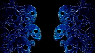 blue and gray skull printed illustration